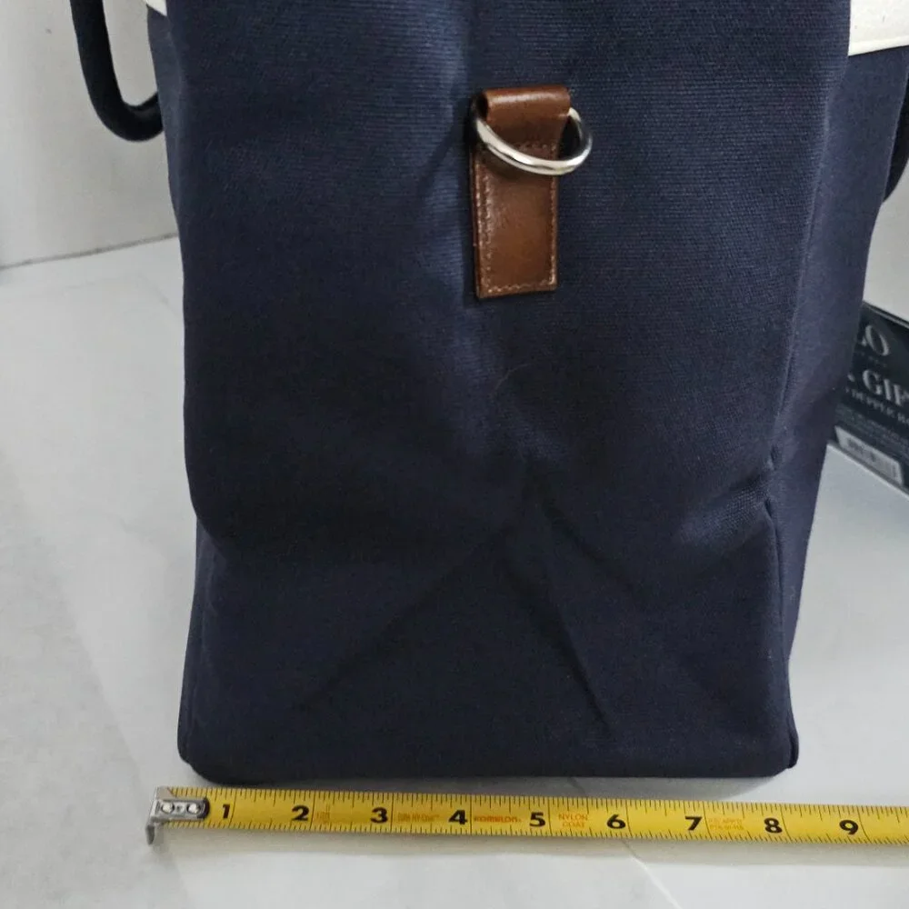 Polo Ralph Lauren Navy Canvas & Leather Trim Large Tote Travel Carryall bag - Picture 7 of 17